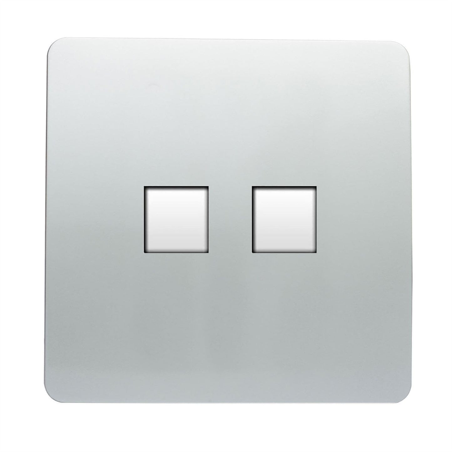 Trendi Switch 2 Gang RJ45 Cat 6 Modern Designer PC Ethernet Socket in Platinum Silver