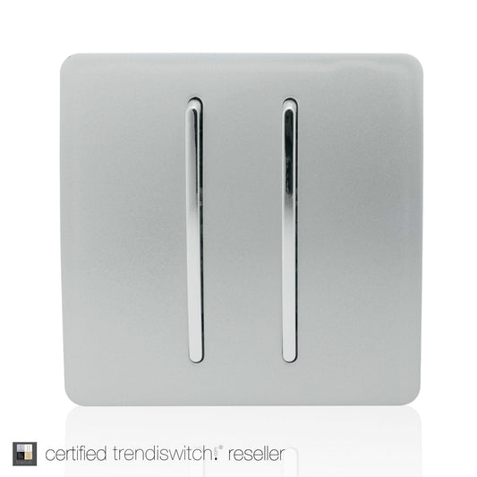 Trendi 2 Gang Retractive Home Automation Switch in Silver