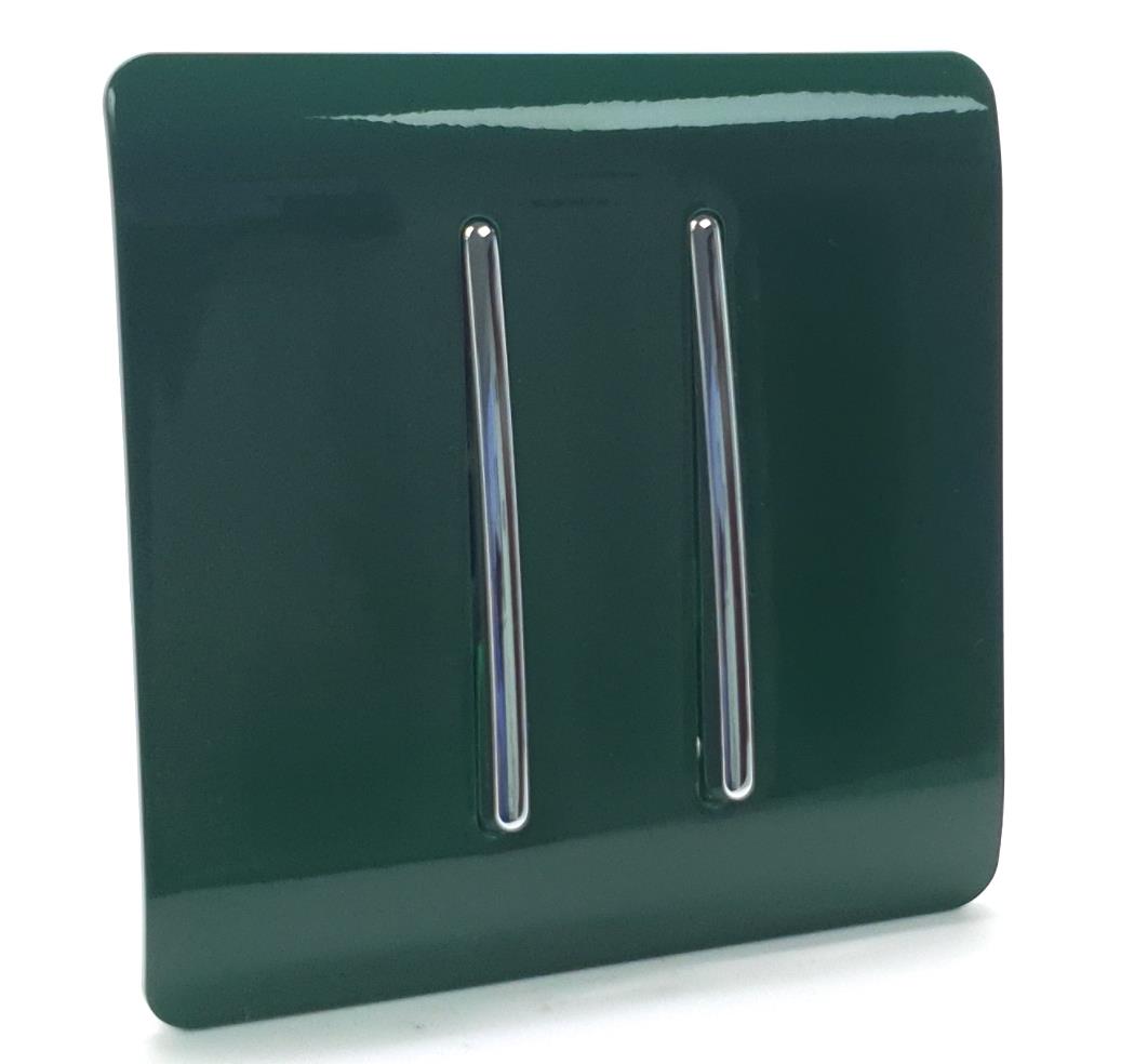 Trendi 2 Gang 3 Way Intermediate Artistic Modern Glossy 10 Amp Rocker Light Switch Dark Green