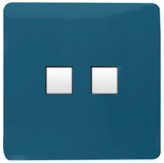 Trendi Artistic Modern Glossy Tactile 2 Gang Telephone Socket Midnight Blue