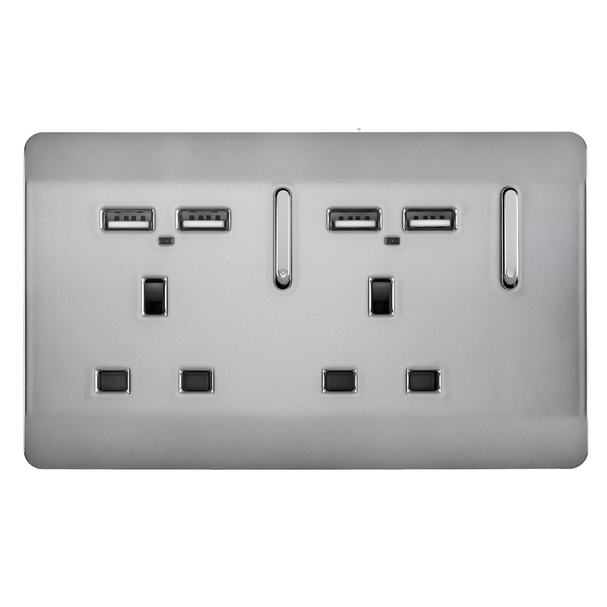 Trendi Trendi 2 Gang Artistic Modern Glossy Screwless Raised 13 Amp 240v Shor ...