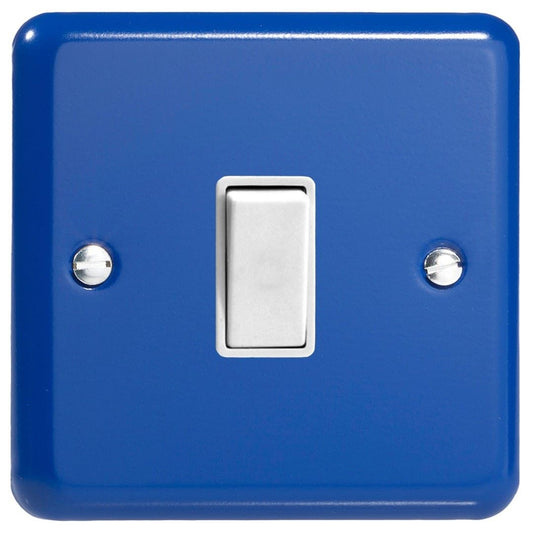 Varilight Pastel 1 Gang 1 or 2 Way Decorative Rocker Light Switch Reflex Royal Blue with White insert XY1W.RB