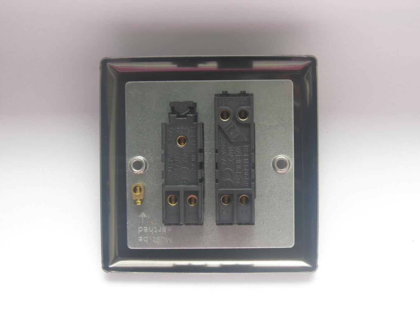 Varilight 2-Gang (10A Intermediate Switch + 10A 1- or 2-Way Toggle Switch) in Classic Matt Chrome w/ Chrome Toggle