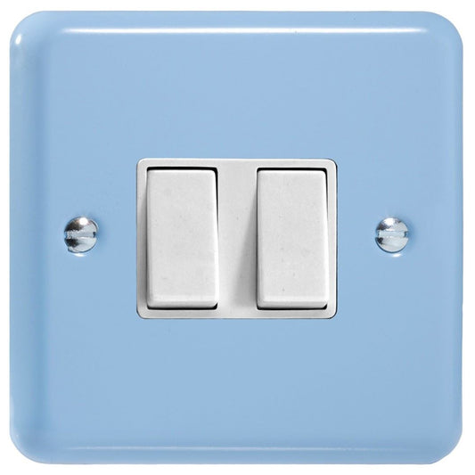 Varilight Pastel 2 Gang 10A 1 or 2 way Rocker Light Switch Duck Egg Blue XY2W.DB