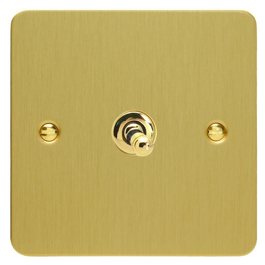 Varilight 1 Gang 10A 1 or 2 Way Dolly Toggle Light Switch Ultra Flat Brushed Brass XFBT1