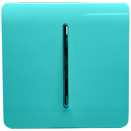 Trendi 1 Gang 2 Way 10 Amp Rocker Chrome Light Switch Glossy Bright Teal