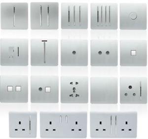 Trendi Switch 4 Gang 1 or 2 way 150w Rotary LED Dimmer Light Switch in Platinum Silver