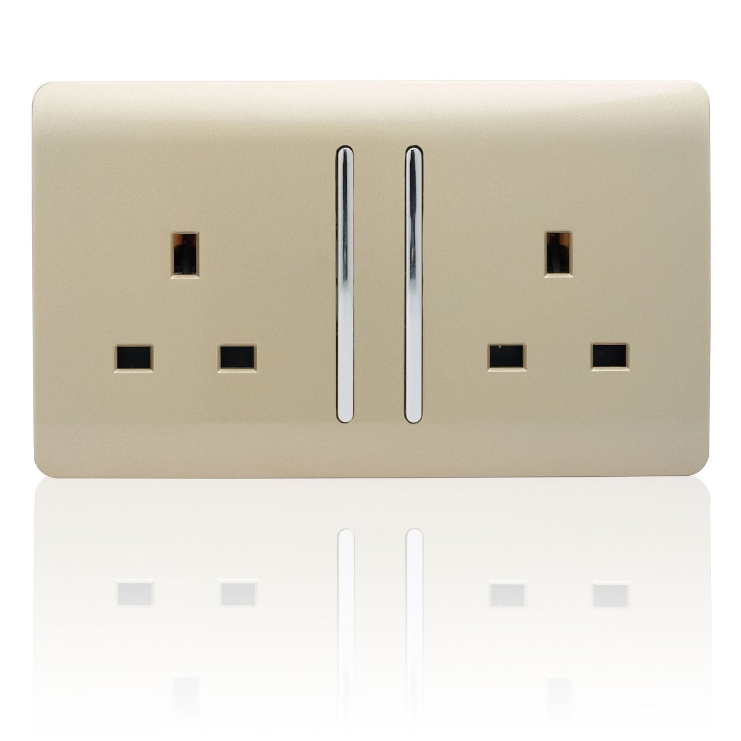 Trendi 2 Gang Artistic Modern 13 Amp Switched Plug Socket Gold ART-SKT213LGO