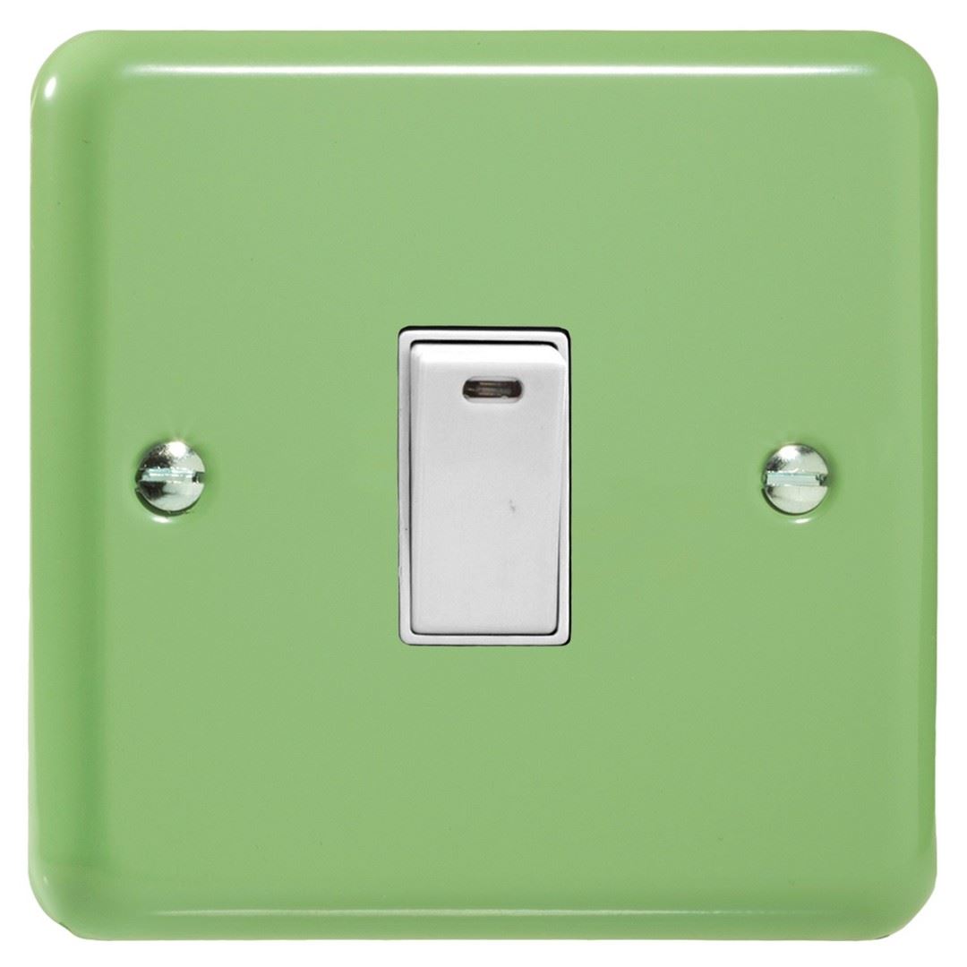 Varilight Pastel 1 Gang 20A Double Pole Rocker Light Switch + Neon Indicator Light Beyrl Green XY20N