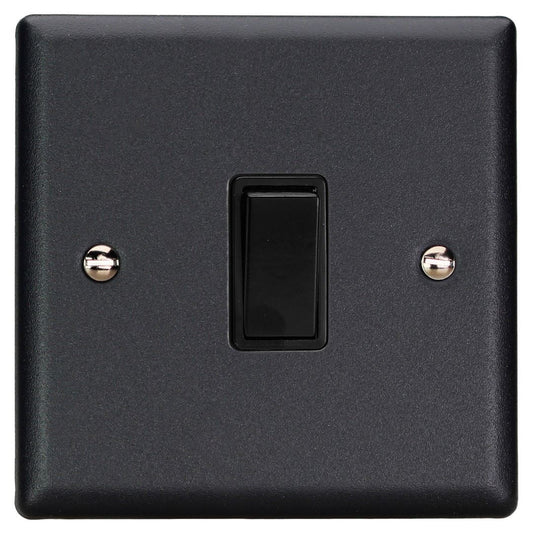 Varilight 1-Gang 10A 1- or 2-Way Rocker Switch in Urban Matt Black w/ Black Rocker
