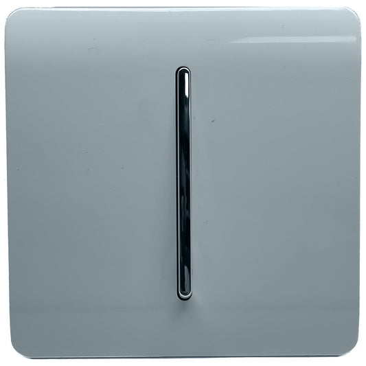 Trendi 1 Gang 2 Way 10 Amp Rocker Chrome Light Switch Glossy Cool Grey