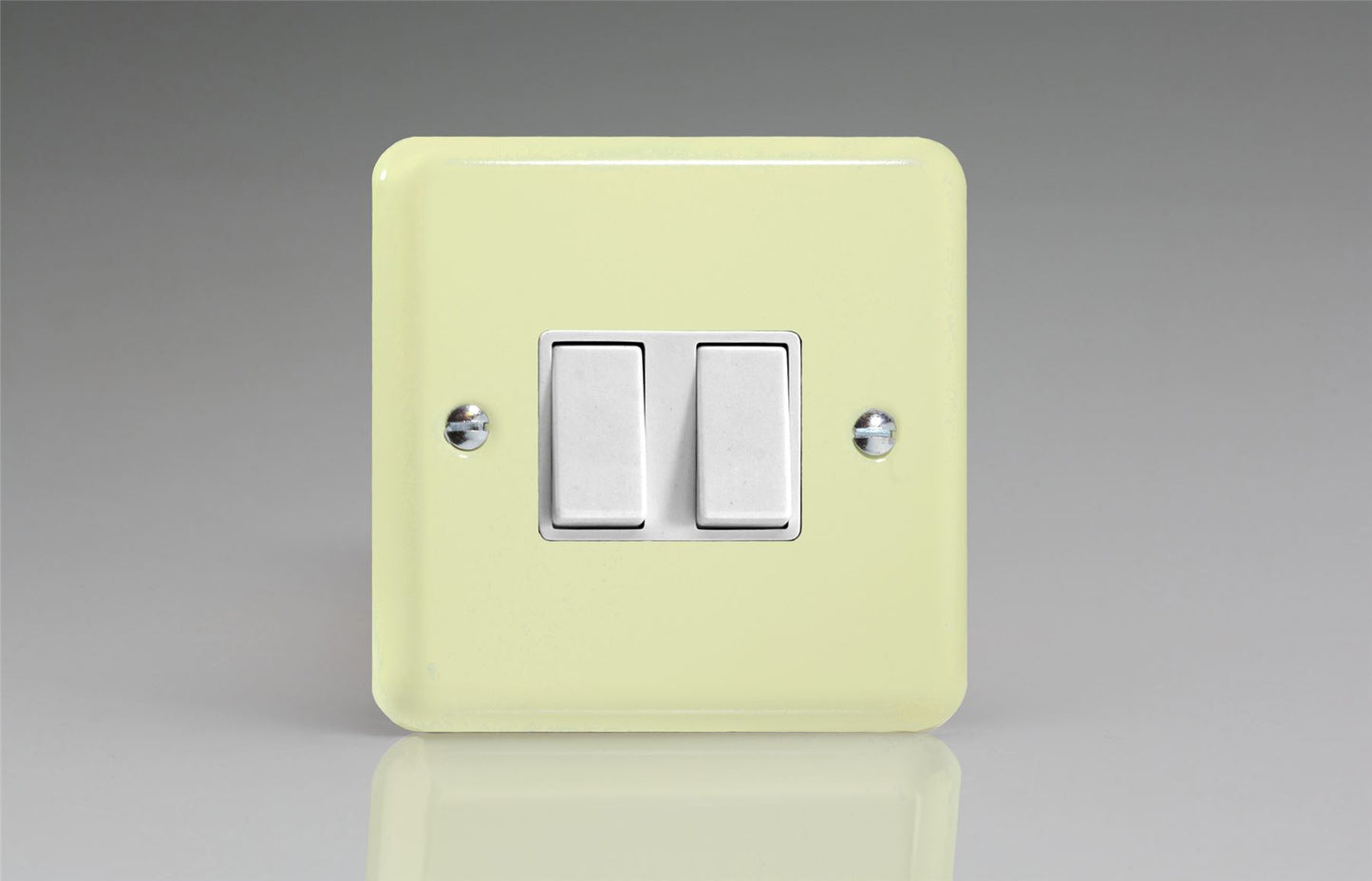 Varilight Pastel 2 Gang 10A 1 or 2 way Rocker Light Switch White Chocolate XY2W.WC