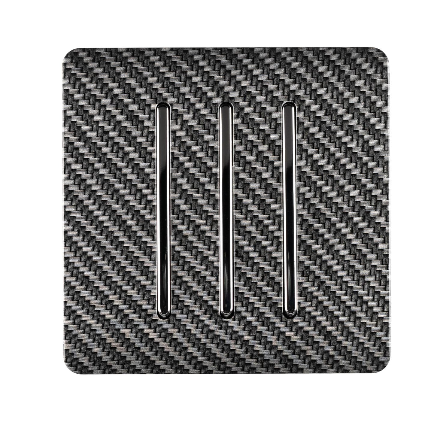 Trendi Switch 3 Gang 1 or 2 way Rocker Modern Designer Light Switch in Carbon Fibre