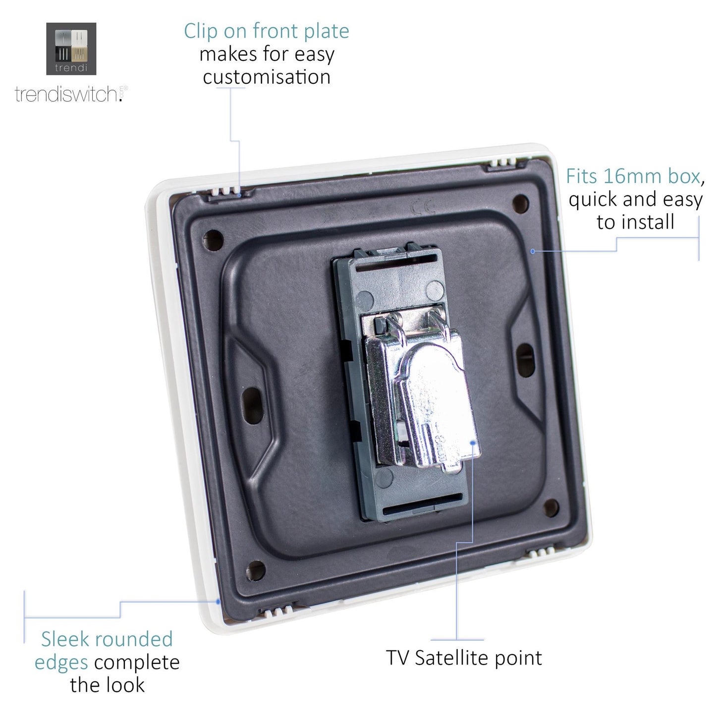 Trendi 1 Gang Artistic Modern Glossy Screwless Television Satellite Socket Orange
