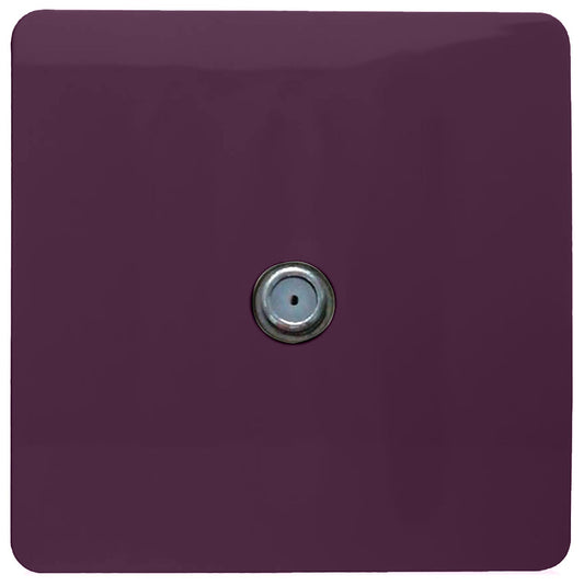 Trendi 1 Gang Artistic Modern Glossy Screwless Television Satellite Socket Plum