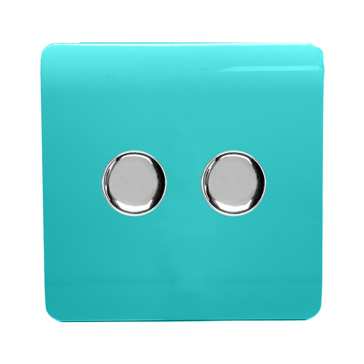 Trendi Artistic Modern Glossy Tactile 2 Gang 2 Way 150w LED Dimmer switch Bright Teal