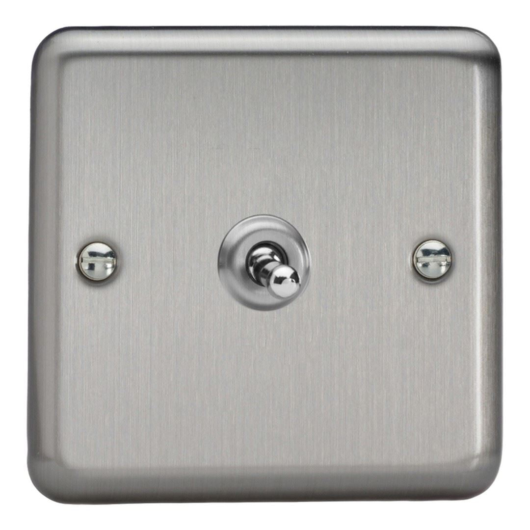 Varilight 1 Gang 10A 1 or 2 Way Dolly Toggle Light Switch Brushed Matt Chrome XST1