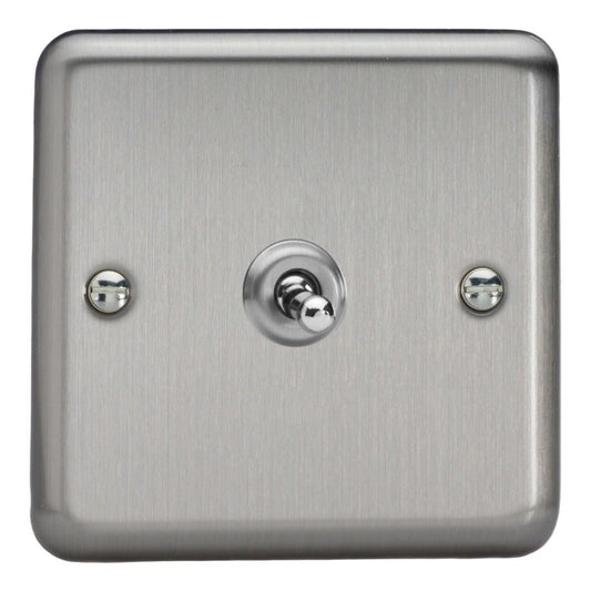 Varilight 1 Gang 10A 1 or 2 Way Dolly Toggle Light Switch Brushed Matt Chrome XST1
