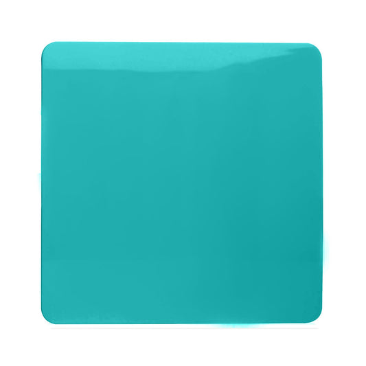 Trendi Switch Artistic Modern Glossy Decorative Screwless Standard Single Wall Blanking Plate for Electrical Sockets, Outlet with Screws in Bright Teal - ART-BLKBT