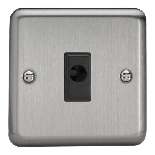 Varilight 1 Gang Flex Outlet Plate Matt Chrome Finish Black Insert XSFOB