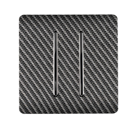 Trendi Switch 2 Gang Modern Designer Retractive Doorbell Switch in Carbon Fibre