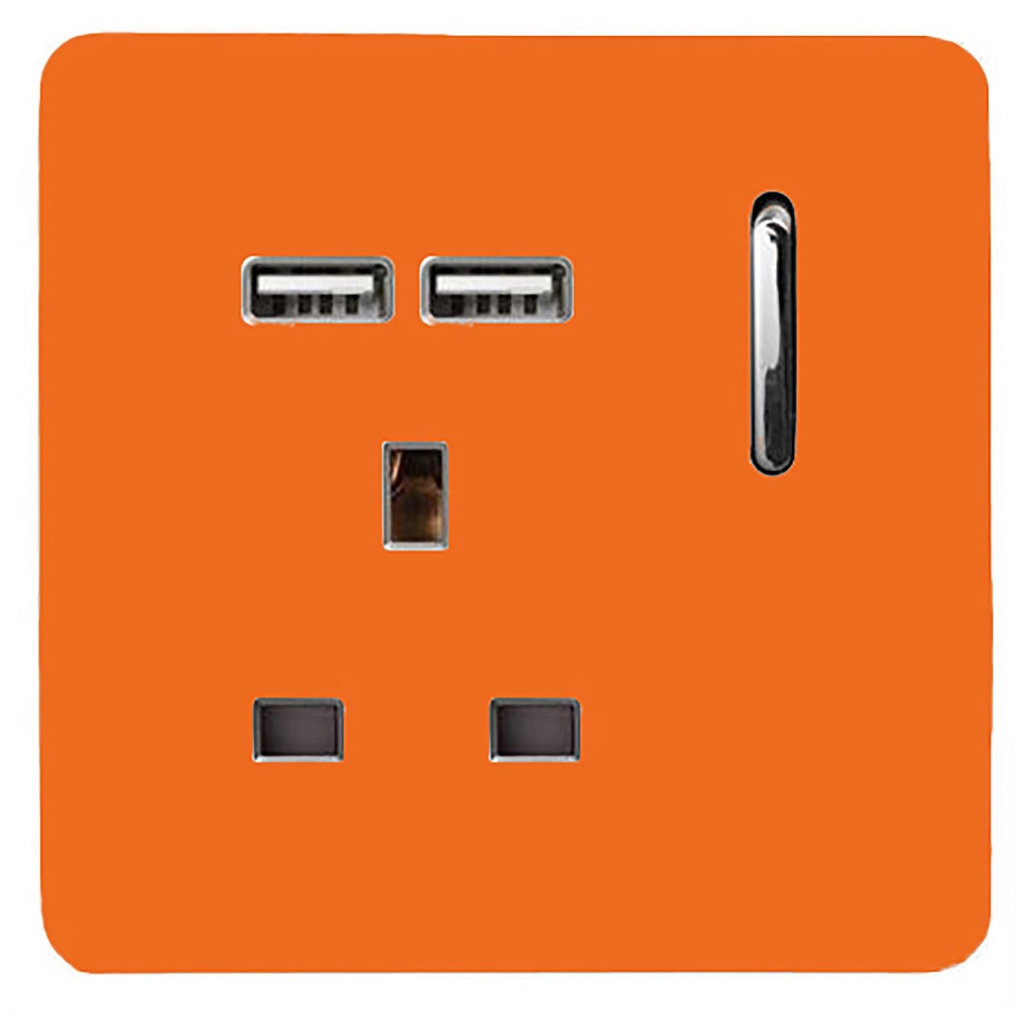 Trendi 1 Gang Artistic Modern Glossy 13 Amp 2x2.1mA USB Switched Tactile Orange
