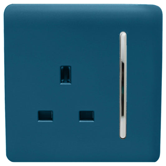 Trendi 1 Gang Artistic Modern Glossy 13 Amp Switched Tactile Plug Socket Midnight Blue