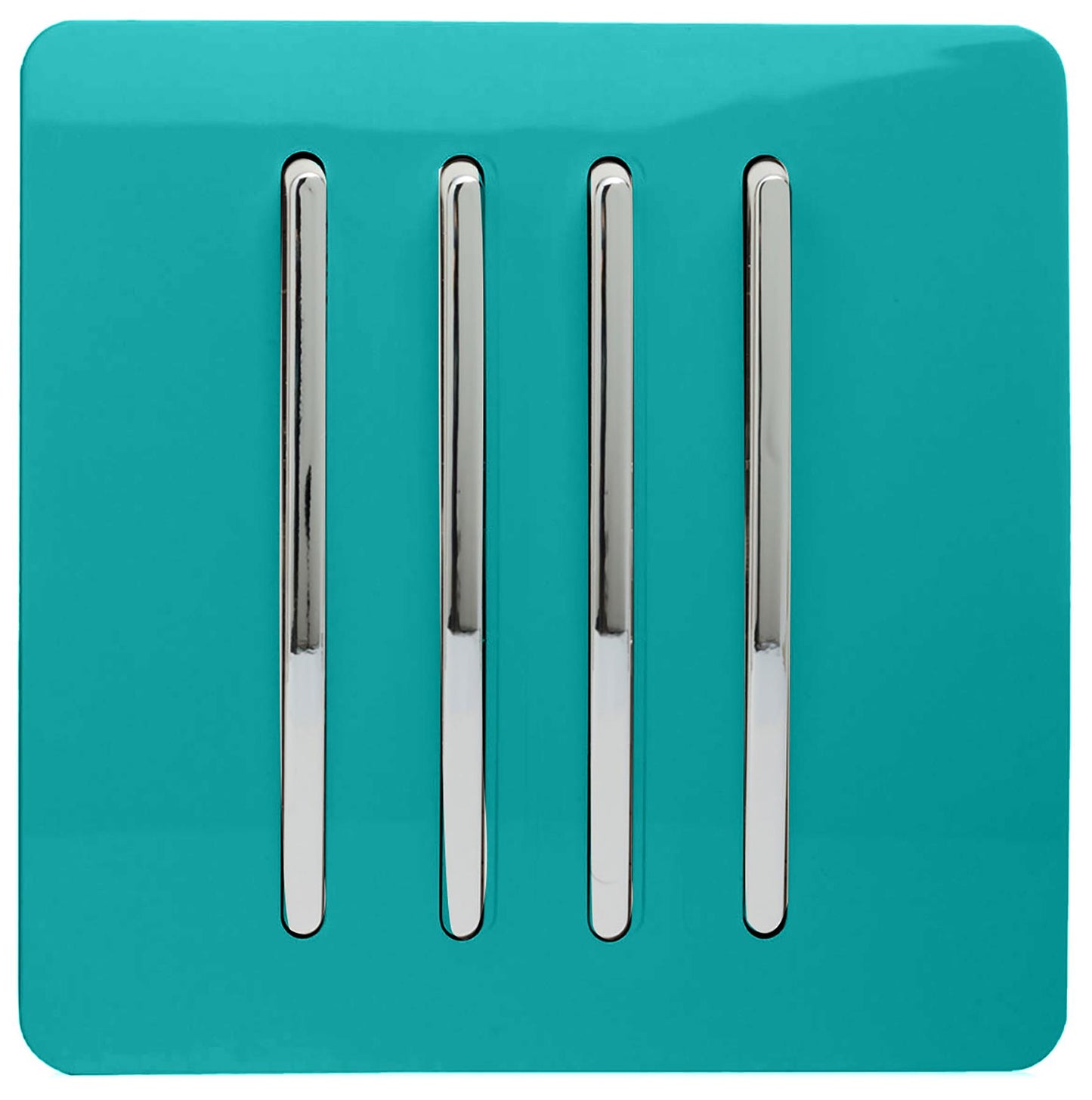 Trendi 4 Gang 2 Way Artistic Modern Glossy 10 Amp Rocker Tactile Light Switch Bright Teal