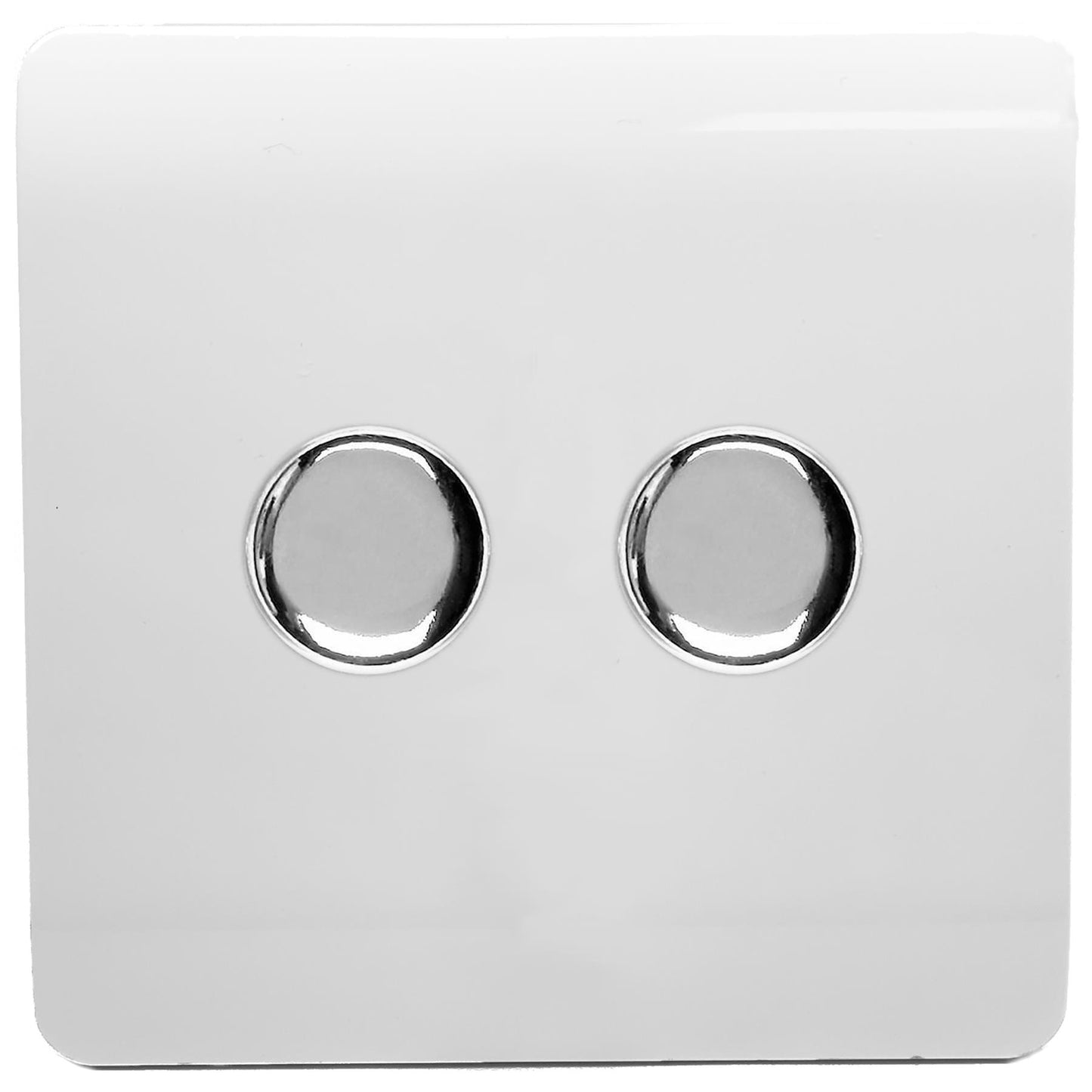 Trendi Artistic Modern Glossy Tactile 2 Gang 2 Way 150w LED Dimmer switch Ice White