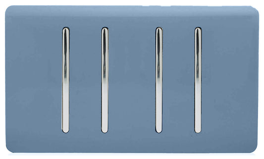 Trendi 4 Gang (2 Way & 1x Intermediate) Glossy 10 Amp Rocker Light Switch Sky