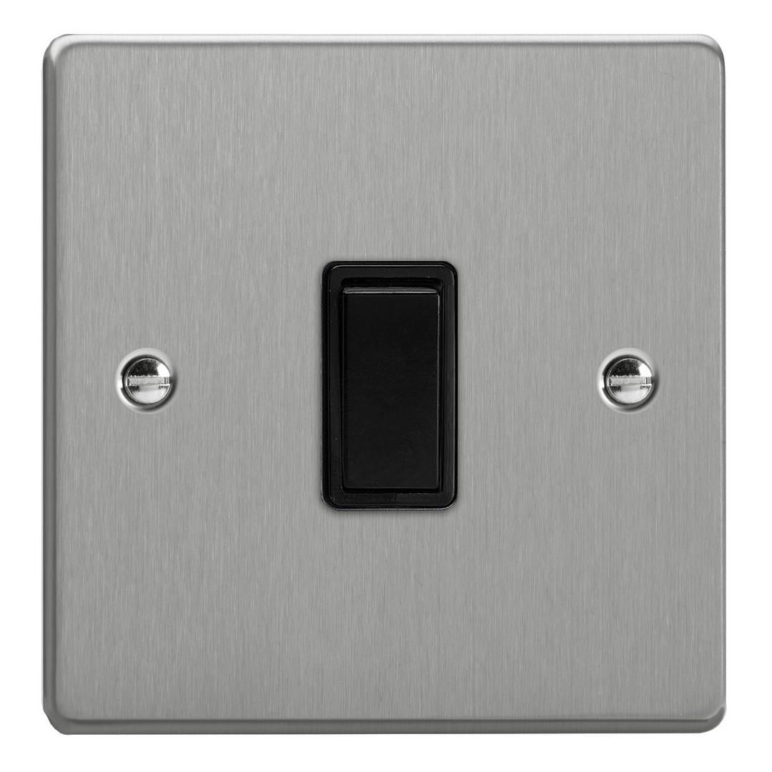 Varilight Essential 1 Gang 10A 1 or 2 Way Rocker Light Switch in Brushed Steel