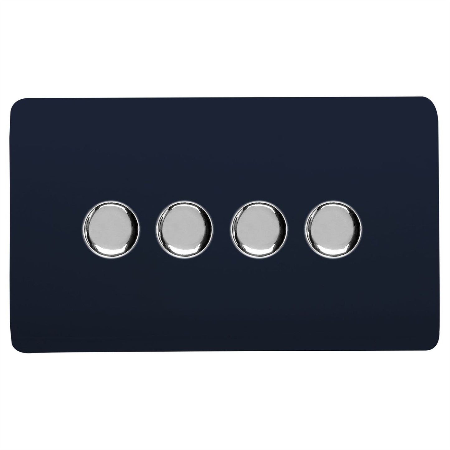 Trendi 4 Gang 2 Way 240V 100w LED Dimmer Screwless Raised Front Plate Plastic Artistic Modern Glossy 10 Amp Chrome Single Electrical Wall Light Switch in Navy Blue - ART-4LDMNV