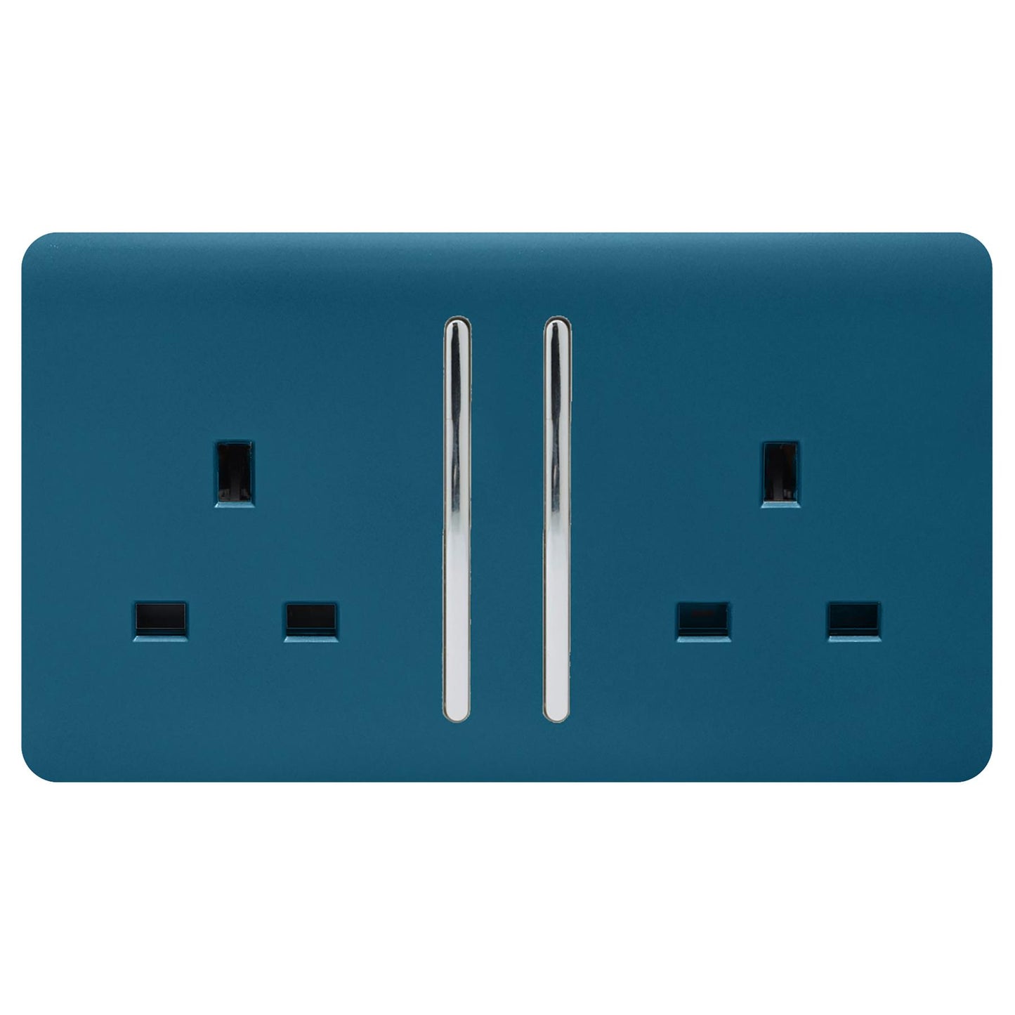 Trendi 2 Gang Artistic Modern Glossy 13 Amp Switched Tactile Plug Socket Midnight Blue