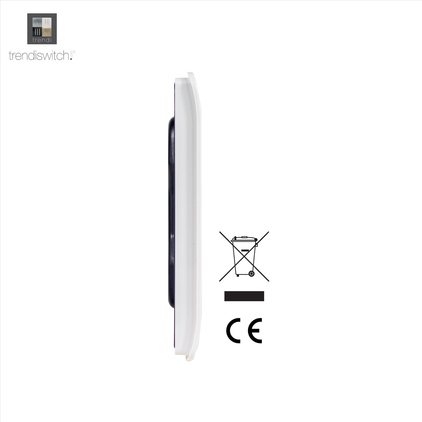 Trendi Switch Artistic Modern Glossy Decorative Screwless Standard Single Wall Blanking Plate for Electrical Sockets, Outlet with Screws in Ice White - ART-BLKWH