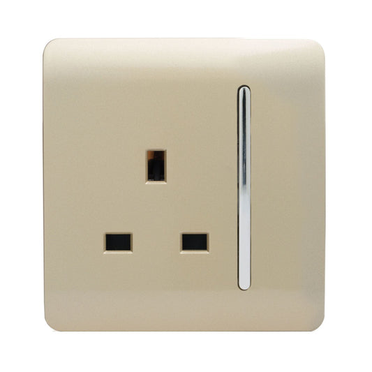 Trendi 1 Gang Artistic Modern 13 Amp Switched Plug Socket Gold ART-SKT13GO