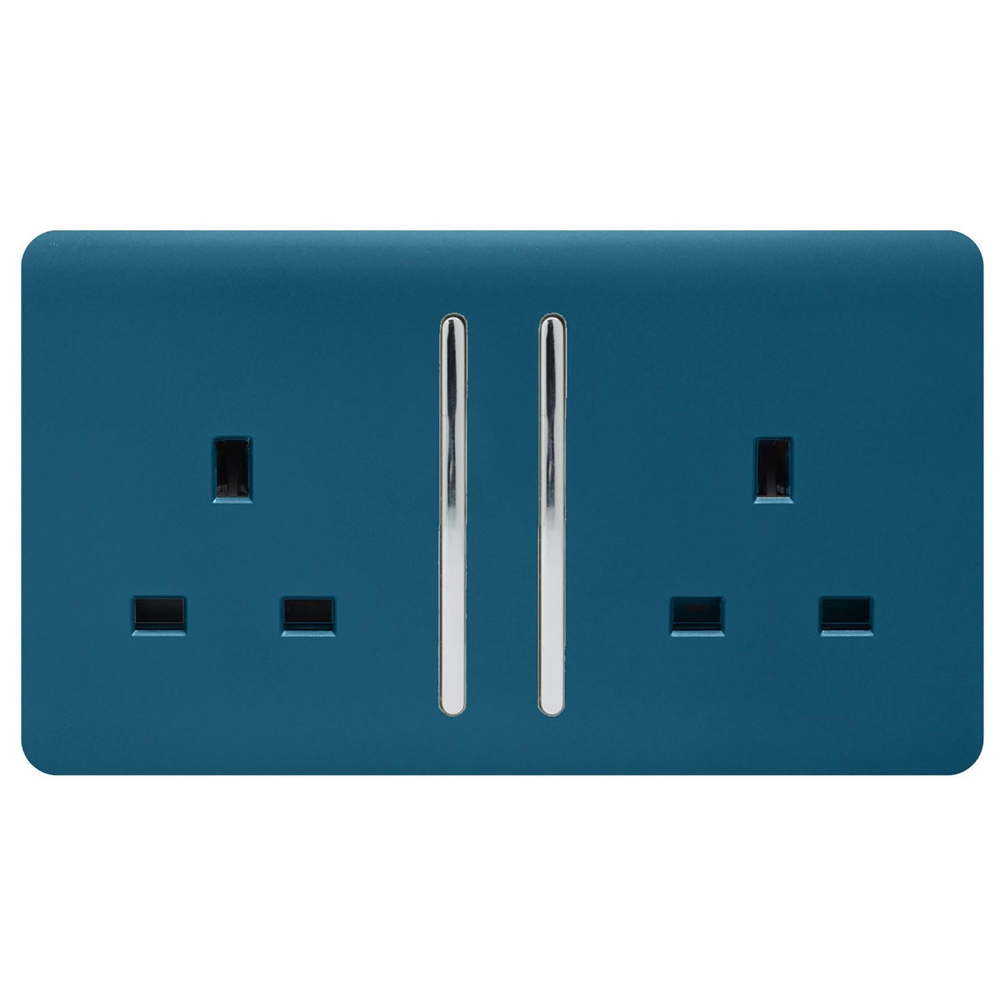 Trendi 2 Gang Artistic Modern Glossy 13 Amp Switched Tactile Plug Socket Midnight Blue