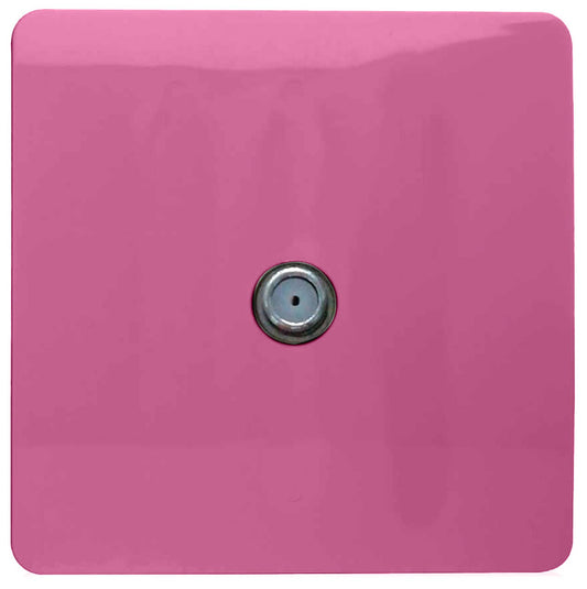 Trendi 1 Gang Artistic Modern Glossy Screwless Television Satellite Socket Pink
