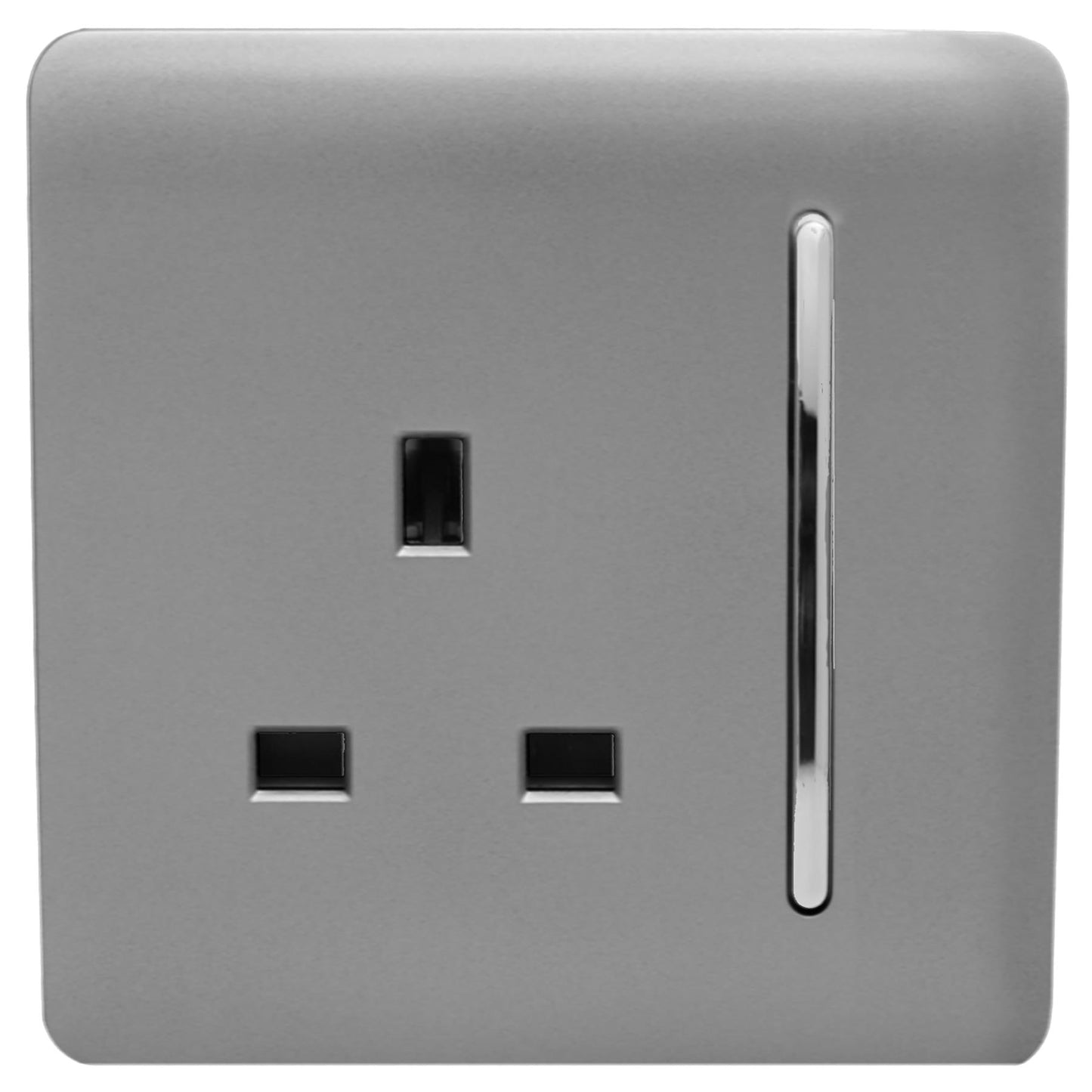Trendi 1 Gang Artistic Modern Glossy 13 Amp Switched Tactile Plug Socket Light Grey