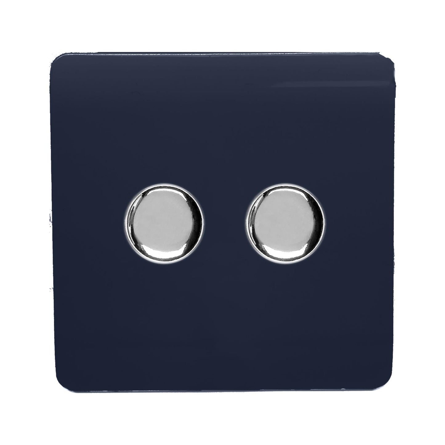 Trendi Artistic Modern Glossy Tactile 2 Gang 2 Way 150w  LED Dimmer switch Navy