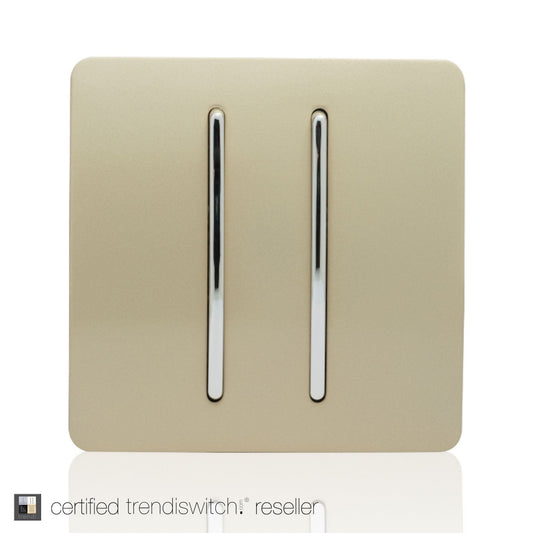 Trendi 2 Gang Retractive Home Automation Switch in Gold
