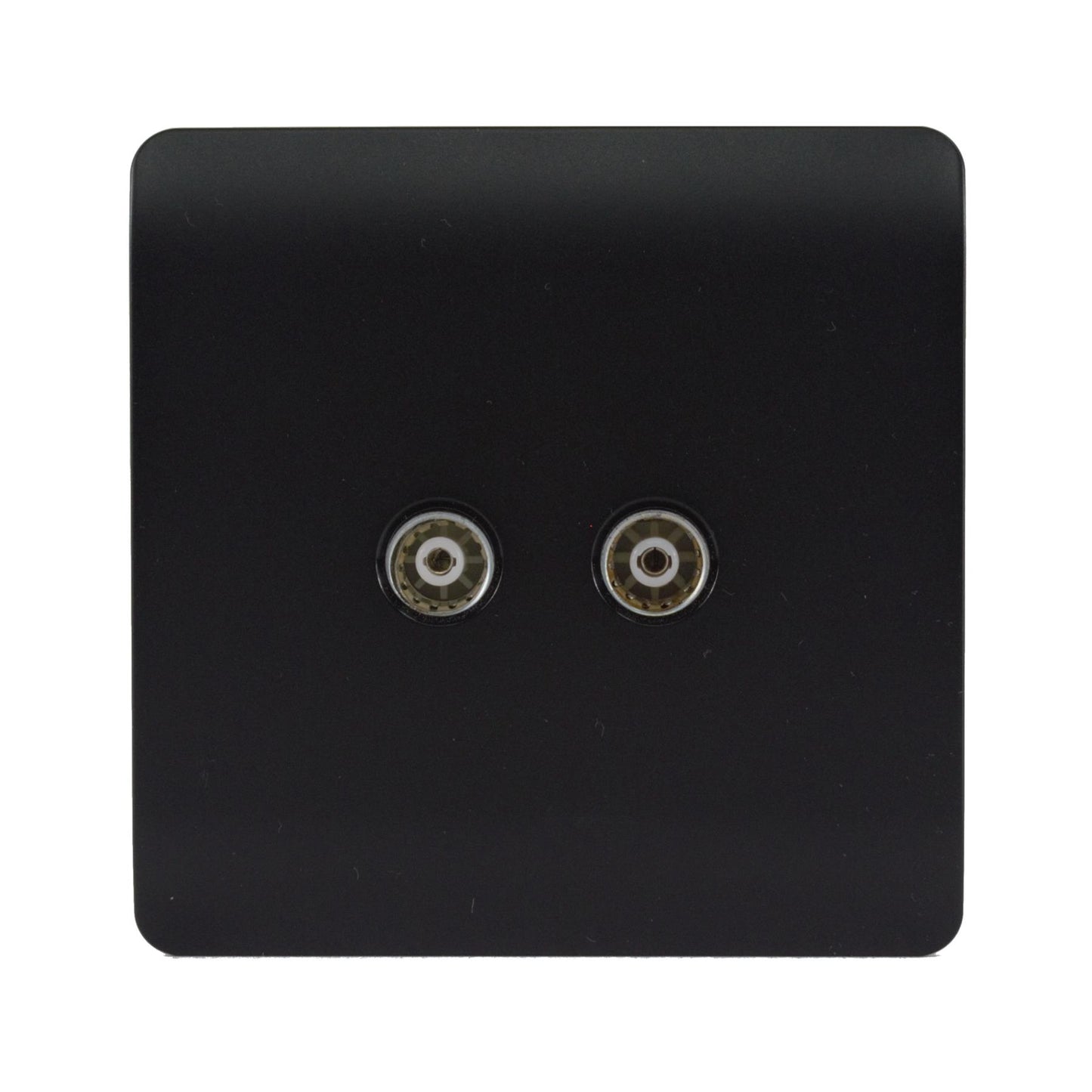 Trendi Artistic Modern 2 Gang TV Socket in Matt Black Soft Touch - ART-2TVSSTB