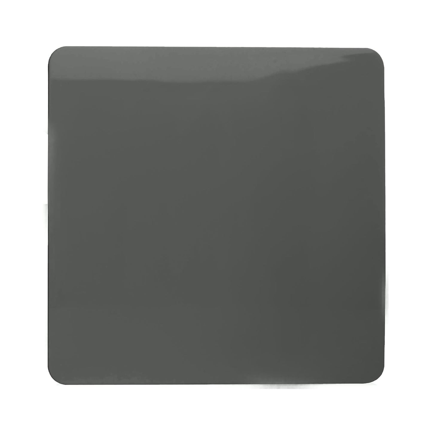 Trendi Switch Artistic Modern Glossy Decorative Screwless Standard Single Wall Blanking Plate for Electrical Sockets, Outlet with Screws in Charcoal Grey - ART-BLKCH