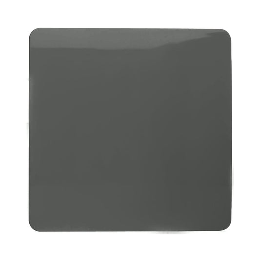 Trendi Switch Artistic Modern Glossy Decorative Screwless Standard Single Wall Blanking Plate for Electrical Sockets, Outlet with Screws in Charcoal Grey - ART-BLKCH
