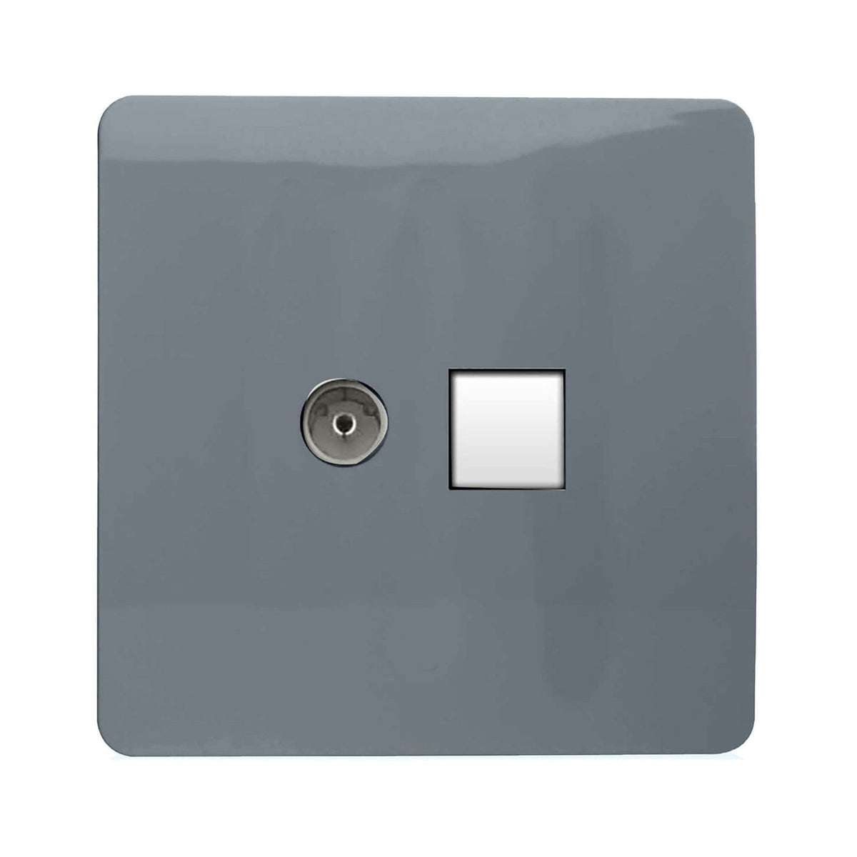 Trendi Trendi Switch 2 Gang TV Co-Axial & RJ45 Cat 6 Modern Designer PC Ether ...