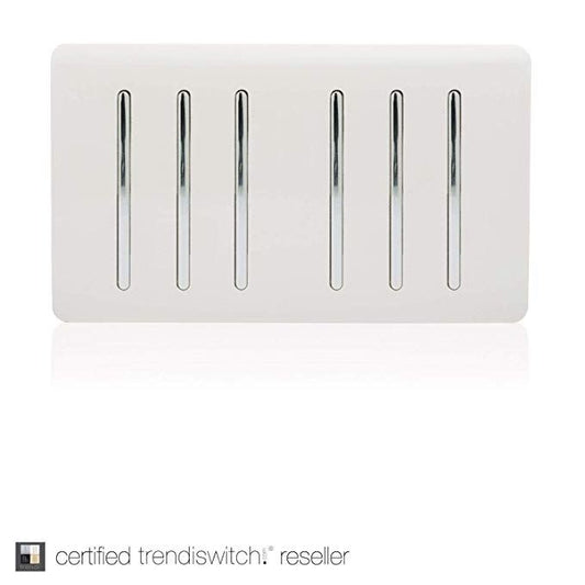 Trendi  6 Gang 2 Way Rocker Double Plate Light Switch in White - ART-SS66WH