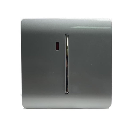 Trendi Artistic Modern 20 A Light Switch & Neon Insert Silver ART-WHS1SI