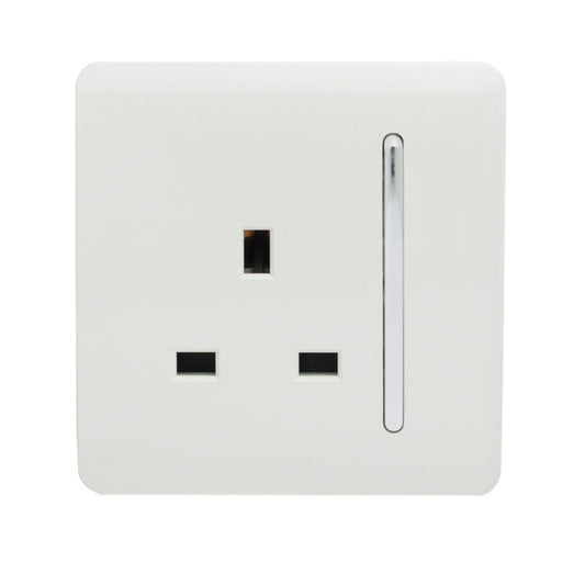 Trendi 1 Gang Artistic Modern 13 Amp Switched Plug Socket White ART-SKT13WH