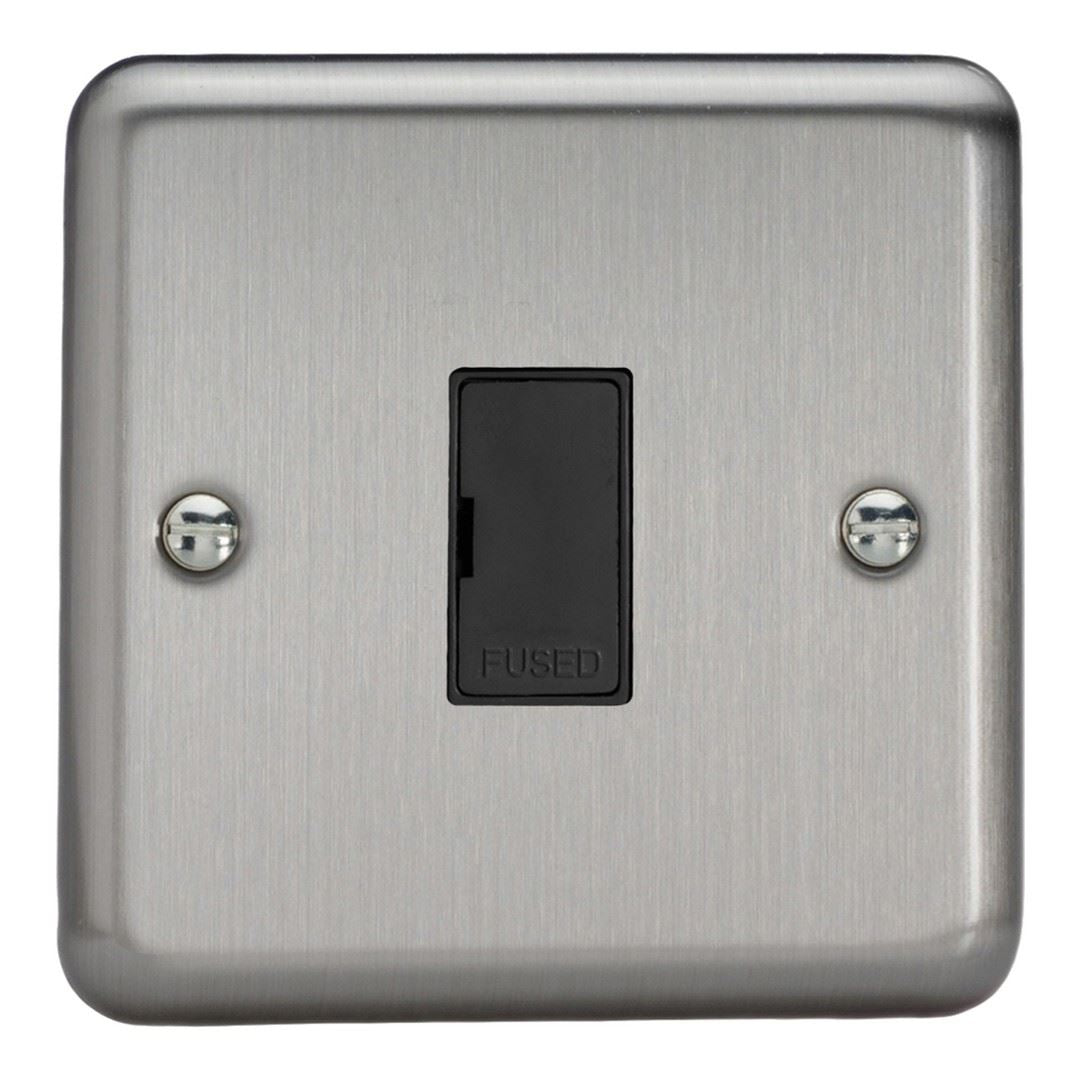 Varilight 13A Unswitched Fused Spur Matt Chrome Black Insert XS6UB