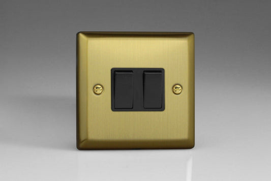 Varilight 2-Gang 10A 1- or 2-Way Rocker Switch Brushed Brass