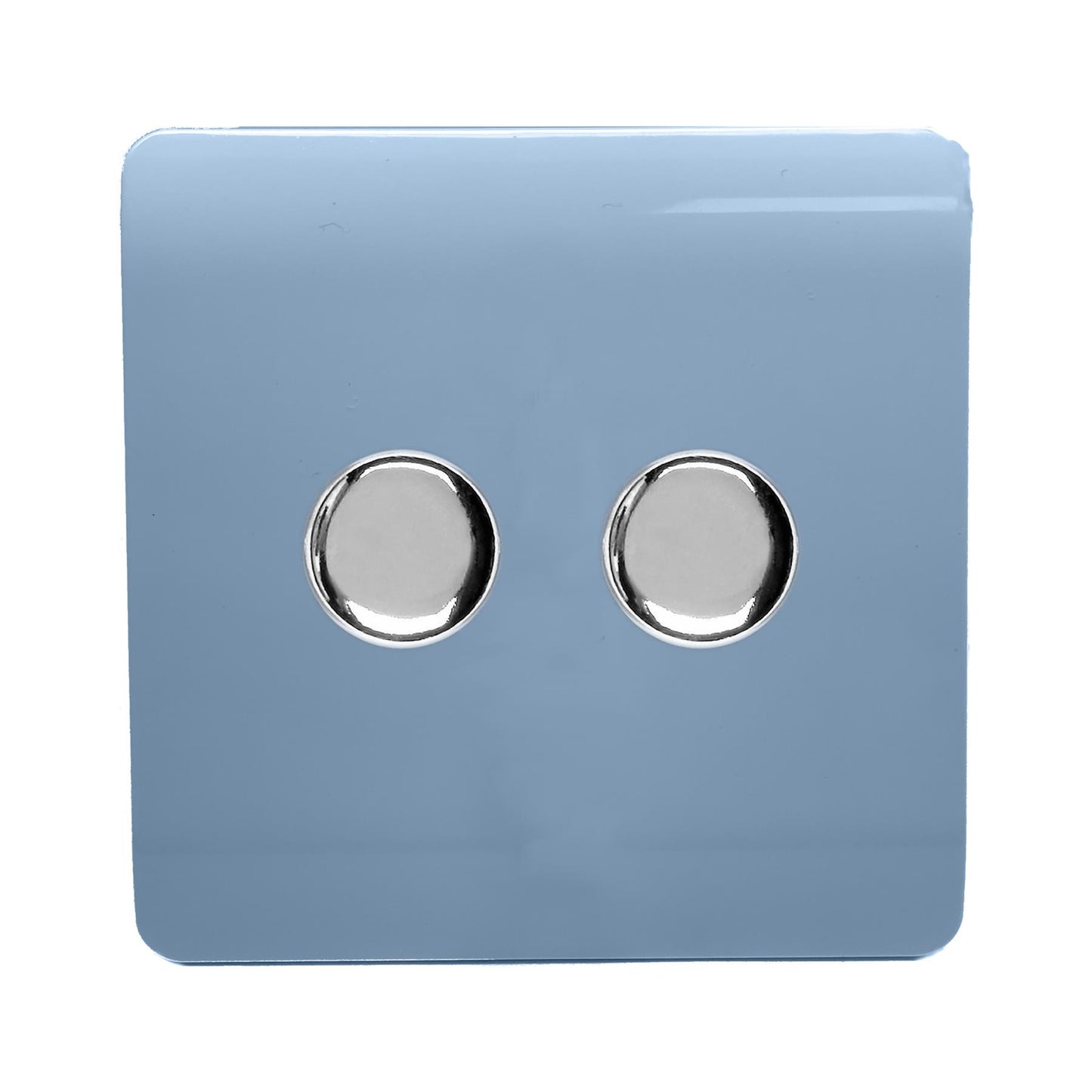 Trendi Artistic Modern Glossy Tactile 2 Gang 2 Way 150w LED Dimmer switch Sky